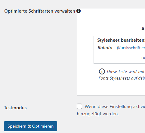 Konfigurieren von OMGF Plugins.